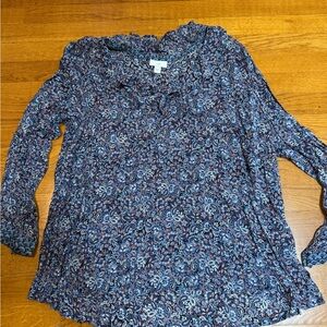 J. Jill Blue and Black Patterned Blouse